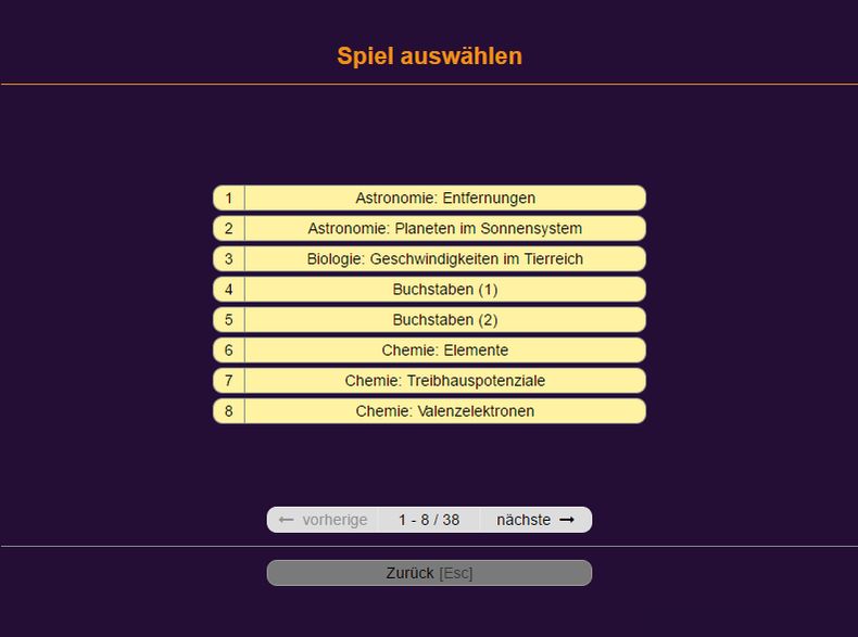 Spiel auswählen